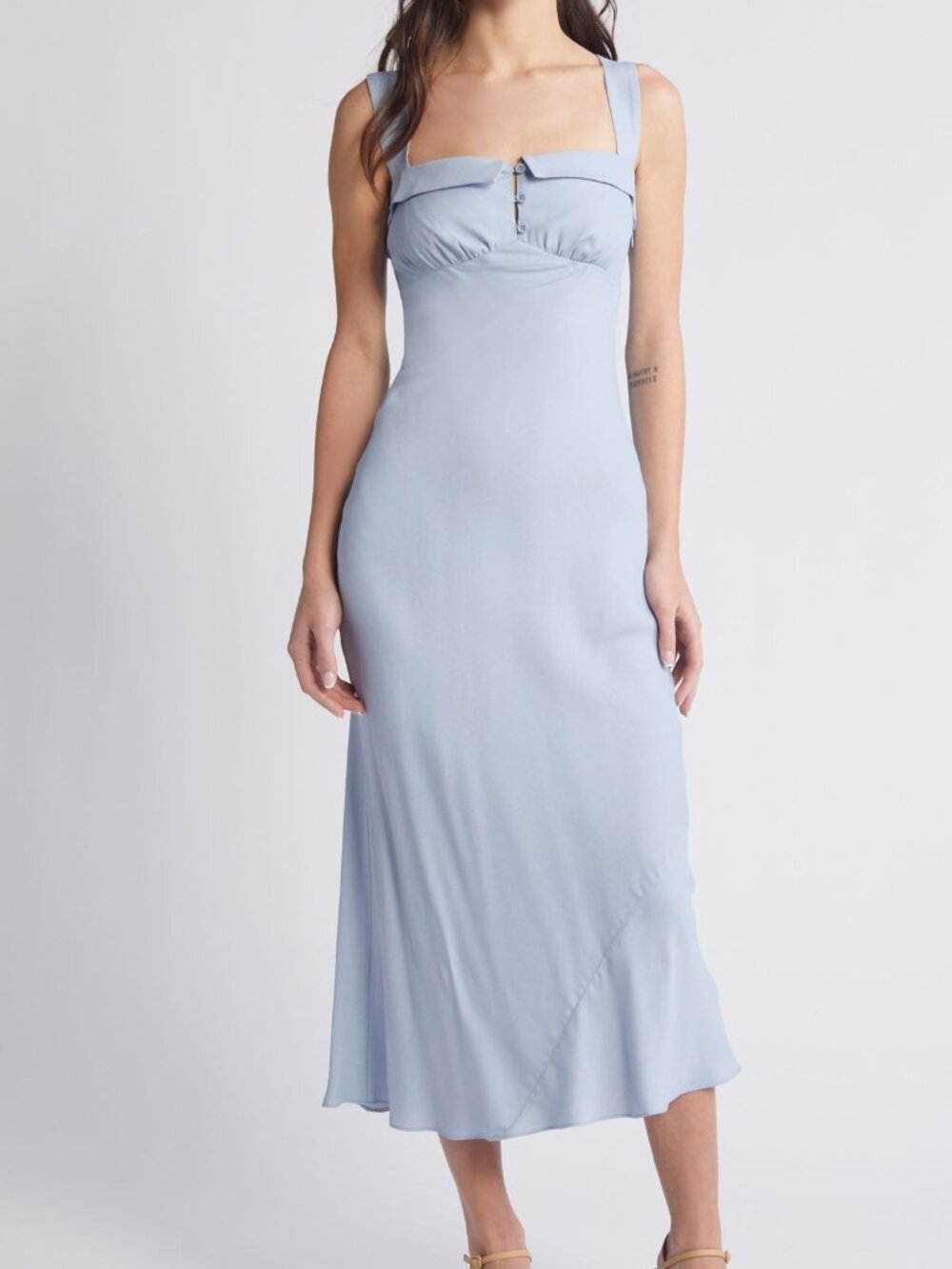 REFORMATION Tancy Floral Print Midi Dress in Color Mineral (Baby Blue)